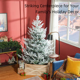 HOMCOM 6 FT Artificial Christmas Tree, Flocked Hinged Xmas Tree with 795 Tips, Steel Base, Auto Open, Green