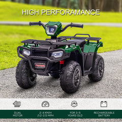 Aosom 12V Electric Toy Car with Forward Backward Function, Music, LED Headlights, for Ages 3-5 Years, Green