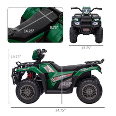 Aosom 12V Electric Toy Car with Forward Backward Function, Music, LED Headlights, for Ages 3-5 Years, Green