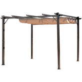 Outsunny 10' x 10' Outdoor Pergola Aluminum Gazebo w/ Retractable Canopy for Patio, Backyard, Party, Brown