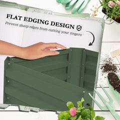 Outsunny Galvanized Planter Box, 24" x 24" x 73.5" Raised Garden Bed with Tomato Cage for Climbing Vines, Green