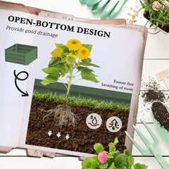 Outsunny Galvanized Planter Box, 24" x 24" x 73.5" Raised Garden Bed with Tomato Cage for Climbing Vines, Green