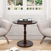 23'' Walnut Brown Accent Round Table, Round Side Table, Small Drink Table for Small Spaces, Modern Accent Nightstand with Solid Wood Leg for Living Room, Bedroom, Corners, and Office (Walnut Brown)