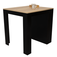 Tanna Kitchen Counter Dining Table ,Two Legs, Three Side Shelves -Black / Pine