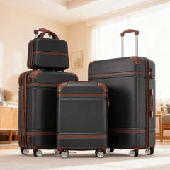 Hardshell Luggage Sets 4 Pieces 20"+24"+28" Luggages and Cosmetic Case Spinner Suitcase with TSA Lock Lightweight
