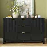 U_STYLE Sideboard with Wave Design - 3 Adjustable Shelves, 3 Drawers & Soft-Close Doors, Storage Console Table with Metal Handles, Suitable for Study, Hallway and Living Room, 3 Colors