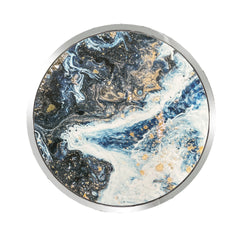 Lyda Blue Marble Print & Chrome Finish End Table