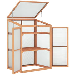 Outsunny Wooden Cold Frame Greenhouse Small Mini Planter Box, 30" L x 24" W x 44" H, Natural