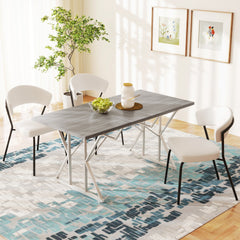 HOMCOM 47"-63" Extendable Dining Table for 4-6, Farmhouse Expandable Kitchen Table with Heavy Duty Trestle Base, Gray