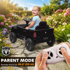 Qaba 12V Kids Ride on Car, Licensed Dodge RAM 3500 Ride on Toys with Dual Motors, Remote Control for Toddlers, Black