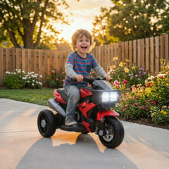 Aosom 6V Kids Motorcycle Toddler Ride-on Toy, High-Traction Battery-Operated Mini Electric Motorbike with Forward/Reverse Switch, Music, Headlights, Horn, Red