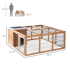 PawHut Rabbit Hutch, Waterproof Rabbit House for Small Animals, Natural