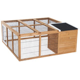 PawHut Rabbit Hutch, Waterproof Rabbit House for Small Animals, Natural
