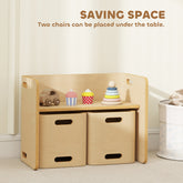 Qaba Kids Table and Chair Set, Height Adjustable Toddler Table and Chair Set for Kids Ages 3-8, Play, Learning, Natural