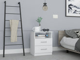 Napoles Nightstand , End Table, Side Table Superior Top, Two Drawers, One Shelf -White