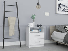 Napoles Nightstand , End Table, Side Table Superior Top, Two Drawers, One Shelf -White