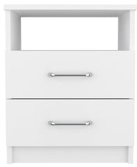 Napoles Nightstand , End Table, Side Table Superior Top, Two Drawers, One Shelf -White