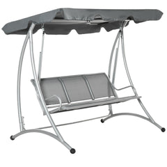 Outsunny 3-Seat Outdoor Porch Swing Chair, Patio Swing Glider with Adjustable Canopy, Breathable Seat, and Steel Frame for Garden, Poolside, Backyard, Gray