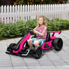 Aosom 24V 7.5 MPH Electric Go Kart with Adjustable Seat, Slow Start, Pink