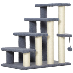 PawHut 4 Levels Cat Steps with Scratching Posts for High Bed, Sofa, Gray