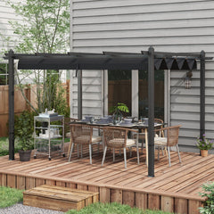 Outsunny 10' x 13' Retractable Pergola Canopy, Aluminum Pergola Sun Shade Shelter for Garden, Patio, Backyard, Deck, Gray