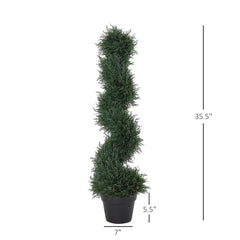 Outsunny 3FT Topiary Artificial Faux Cedar Tree Spiral Fake Plant, Pre-potted & Features High-Quality Detailed Look for Indoor or