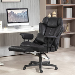 HOMCOM 396lbs. Big and Tall Office Chair, Executive Office Chair with Footrest, Lumbar Support, and Reclining Function, Black