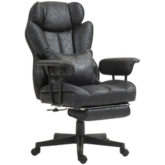 HOMCOM 396lbs. Big and Tall Office Chair, Executive Office Chair with Footrest, Lumbar Support, and Reclining Function, Black
