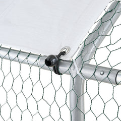 Metal Chicken Coop 9.8x19.6x6.5 ft Walk-in Chicken Run with Cover Spire Roof