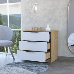 Kaia 3 Drawers Dresser, Superior Top -White / Pine
