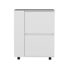 Glasgow Bar Cart Two Pull-Down Door Cabinets and Two Open Shelves