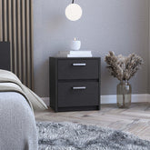 Trivor 2 Drawers Nightstand , End Table, Side Table Metal Handles -Black
