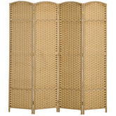 HOMCOM Folding Room Divider Screen 4 Panel 5.6 ' Tall Privacy Screen Freestanding Room Partition for Home Office, Nature Wood