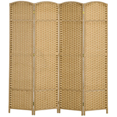 HOMCOM Folding Room Divider Screen 4 Panel 5.6 ' Tall Privacy Screen Freestanding Room Partition for Home Office, Nature Wood