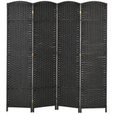 HOMCOM Folding Room Divider Screen 4 Panel 5.6 ' Tall Privacy Screen Freestanding Room Partition for Home Office, Black