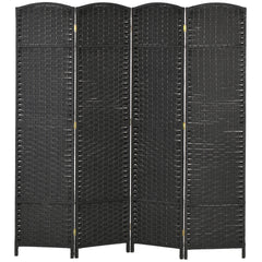 HOMCOM Folding Room Divider Screen 4 Panel 5.6 ' Tall Privacy Screen Freestanding Room Partition for Home Office, Black