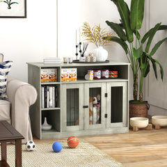 PawHut 47" Dog Crate Furniture with Storage, for Large Medium Dogs, Gray