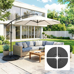 Outsunny HDPE Material Patio Umbrella Base Weights Sand Filled up to 150 Lb. for Any Offset Umbrella Base | 4-Piece, Water or Sand Filled, All-Weather, Black (Round)
