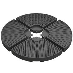 Outsunny HDPE Material Patio Umbrella Base Weights Sand Filled up to 150 Lb. for Any Offset Umbrella Base | 4-Piece, Water or Sand Filled, All-Weather, Black (Round)