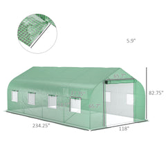 Outsunny 20' x 10' x 7' Walk-in Tunnel Greenhouse with Zippered Mesh Door and 8 Mesh Windows, Gardening Plant Hot House with Galvanized Steel Hoops, Green