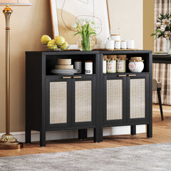 HOMCOM Sideboard Buffet Cabinet with Storage, Modern Accent Cabinet with Adjustable Shelf, Coffee Bar Cabinet, Distressed Black