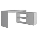 Axis Modern L-Shaped Computer Desk with Open & Closed Storage -White