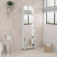 Urano Mirror Linen Cabinet, Four Interior Shelves, Five External Shelves -White