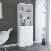 Home 2-Door Bookcase, Modern Storage Unit with Dual Doors and Multi-Tier Shelves -White -Office