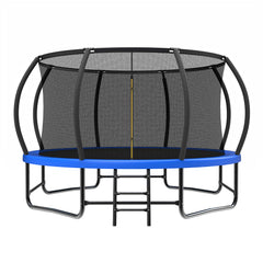 14FT Trampoline with Enclosure - Recreational Trampolines with Ladder and AntiRust Coating, ASTM Approval Outdoor Trampoline for Kids