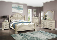Antique white Nightstand Bedroom 1pc Nightstand Solid wood Satin Knickel Knobs and Pulls