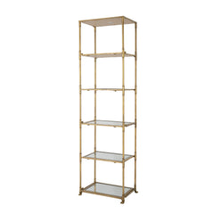 Antique Gold Six Tiered Mirrored Shelving Unit, Perisa Mirror Shelf 20x14x70.5"