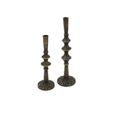 Set of 2 Sculptural Black Iron Candle Holder, S: 3.9x3.9x13.8" L:3.5x3.5x11.2"