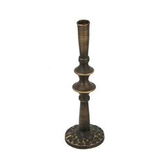 Set of 2 Sculptural Black Iron Candle Holder, S: 3.9x3.9x13.8" L:3.5x3.5x11.2"