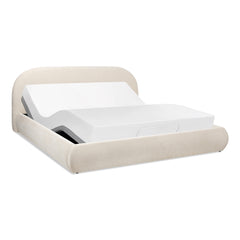 Archie Puffy Grounded Upholstered Platform Bed Oatmeal Light Beige Chenille